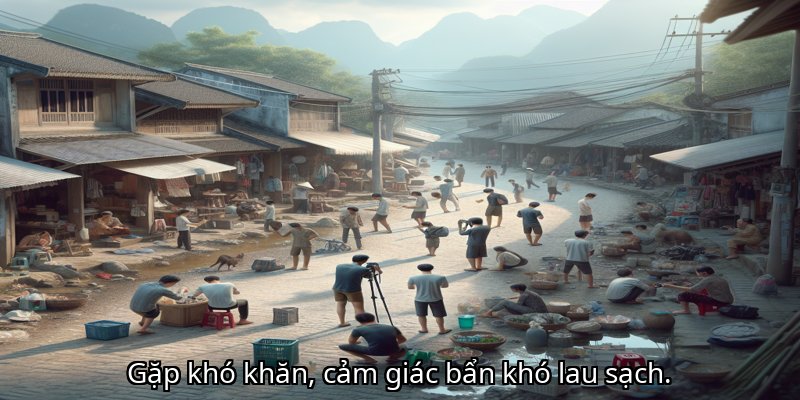 Gặp khó khăn, cảm giác bẩn khó lau sạch.